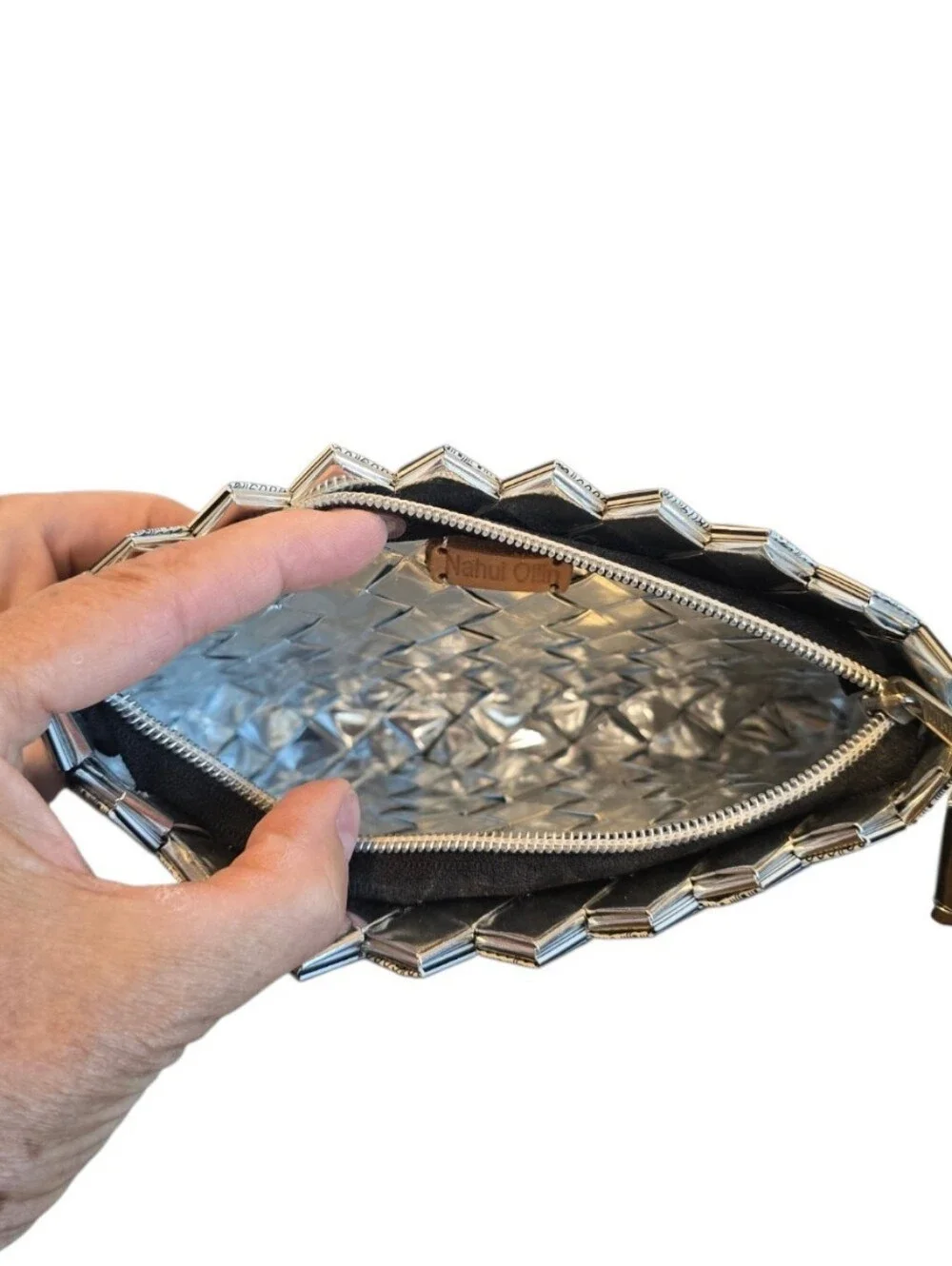 Nahui Ollin Barcode Candy Wrapper Black White Wristlet